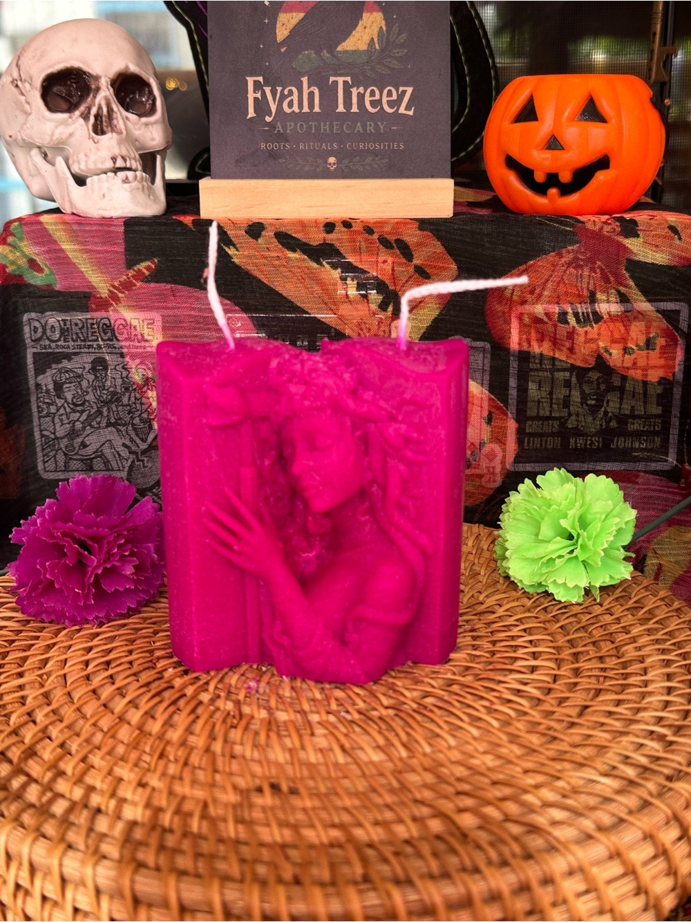 Handmade Magenta Medusa Double-Wick Candle